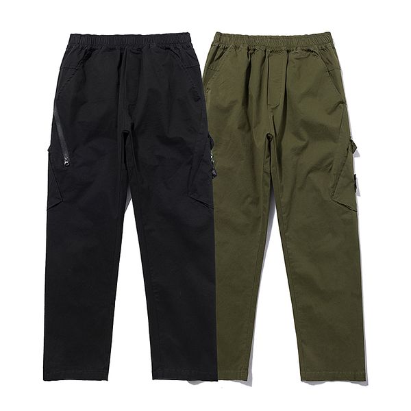 

brand toney pants canvas elastic strap pocket embroidered badge men's casual cargo pant, Black