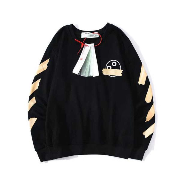 

luxury classic men's jackets sweatshirts brand offs pullover shirts men arrow cross letter print hoodies fashion designer women o-neck, Black;brown