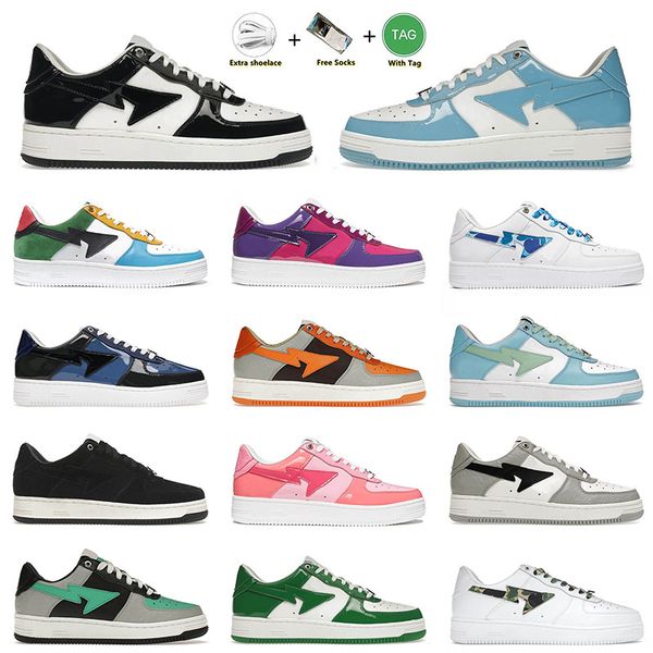 

bapesta designer running shoes sneakers skate dunks bapestas baped sk8 sta pastel blue green smoke grey mens women trainers eur 36-45, Black;white