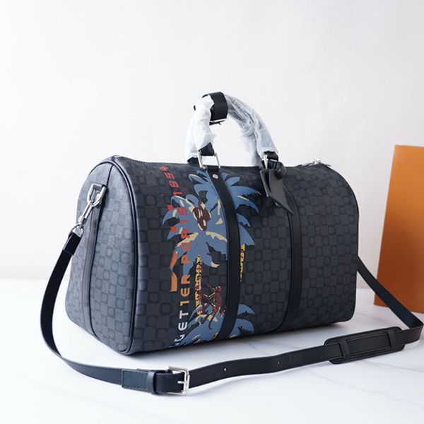 

travel tote bags men luggage purse cowhide crossbody bag large capacity monogram canvas duffel train cases fashion letters totes adjustable