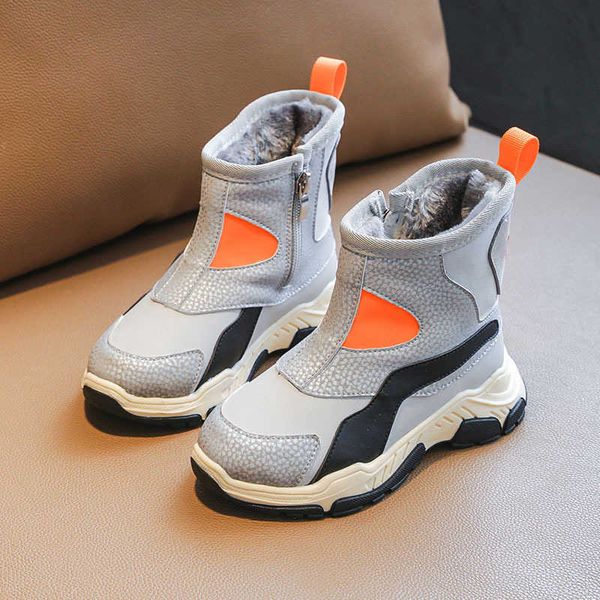 

boots size 26-37 boys winter fashion boots leather waterproof snow boots boys sneakers plus velvet outdoor winter kids shoes for girl t22092, Black;grey