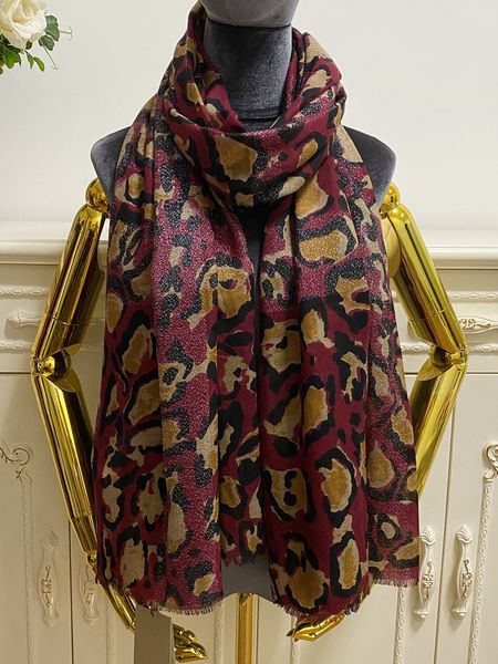 

women long scarf shawl shiny cashmere material thin and soft print leopard grain pattern big size 210cm -90cm, Blue;gray