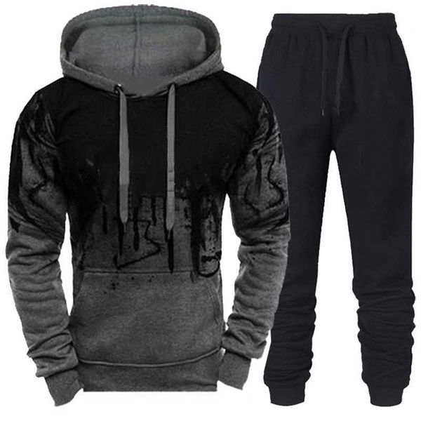 

men's tracksuits men's sets sports hoodie clothing casual loose street men's fashion spring autumn jacket pants piece set g22, Gray