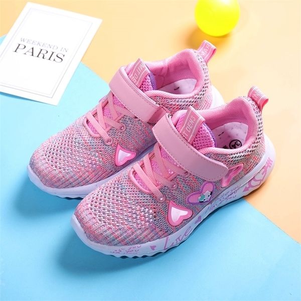 

sneakers children girls spring flats shoes tennis for little kids summer breathable mesh sport and running pink purple 220928, Black;red