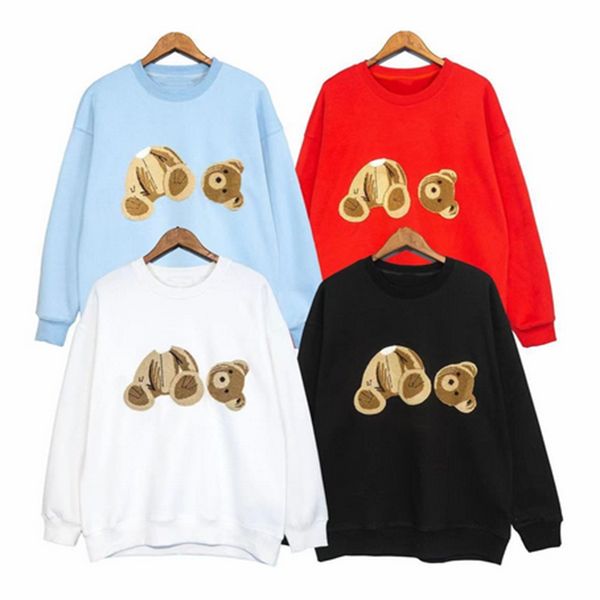 

mens palms designer fleece hoodie flocking leopard print towel embroidery guillotine bear hoodies men angles women sweaters sweatshirts, Black