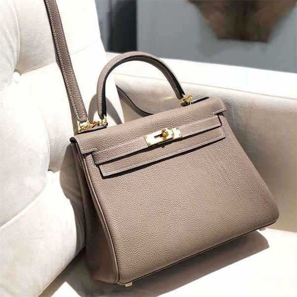 

herme kely women bags new fashion versatile hand sewn womens calfskin handheld dove grey nz3f