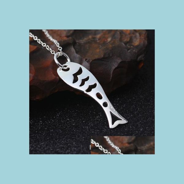 

pendant necklaces hollow out fish pendant necklace for women lady alloy sier elegant wedding jewelry nice birthday gift lucky necklac dhlw4, Silver