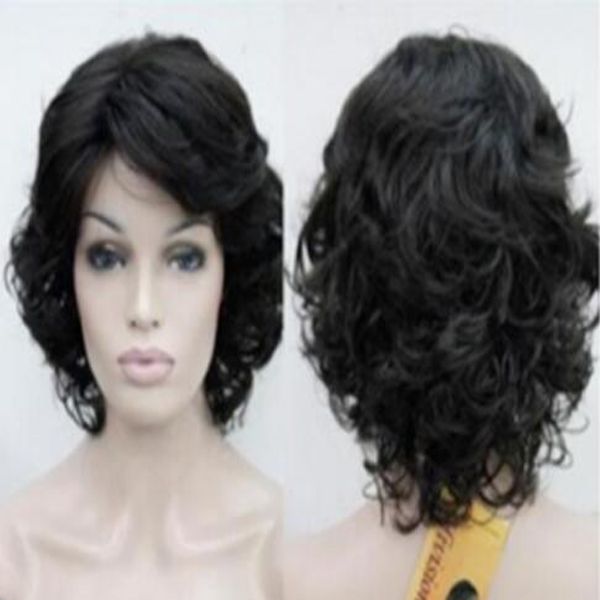 

popular short curly women ladies daily natural hair cosplay wig, Black