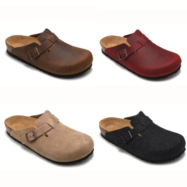 

designer boston summer slippers women men cork flat slipper fashion designs casual shoes leather sandal favourite beach sandals clogs arizon, Black
