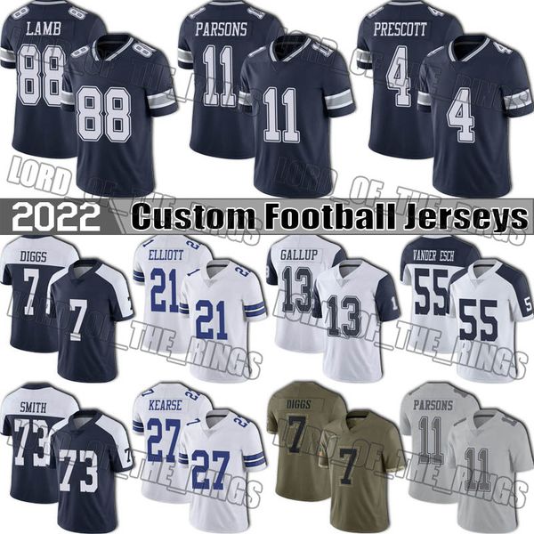 

88 ceedee lamb football jerseys micah parsons trevon diggs dak prescott ezekiel elliott jersey michael gallup smith lawrence vander esch pol, Black;red