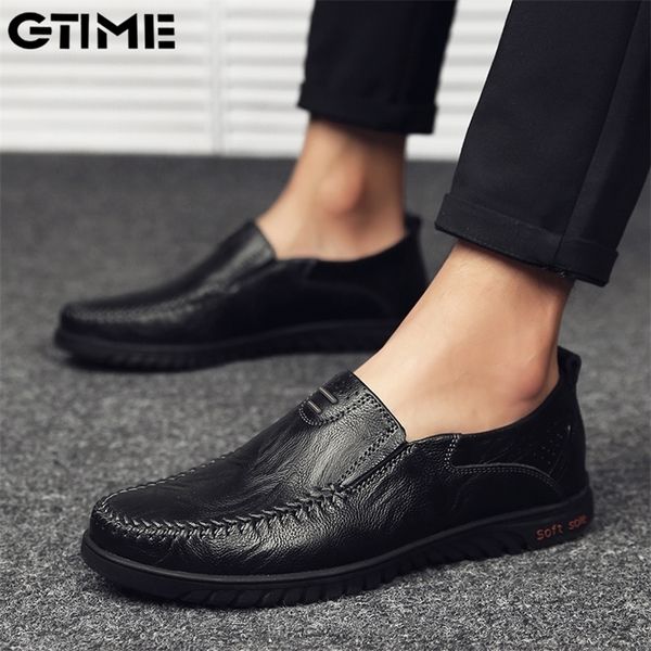 

dress shoes genuine leather men casual slip on formal loafers moccasins italian black male driving #zynwy-232 220929