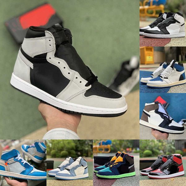 

jumpman 1 1s high sports basketball shoes mens women shadow 2.0 stage haze bio hack hyper royal military university blue turbo green dark