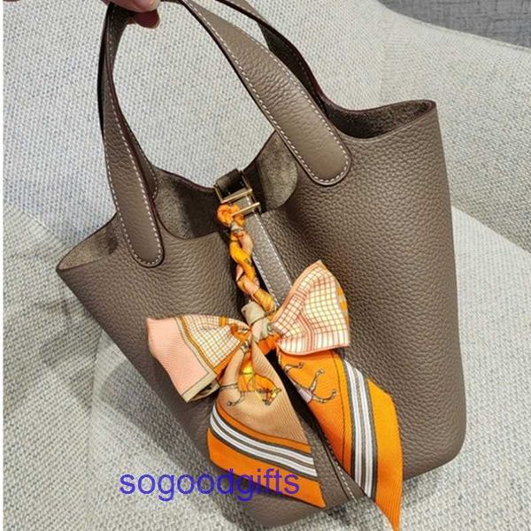 

women's designer bags genuine leather picotin lock herme handbags tote bag 2022 new layer litchi grain kraft vegetab