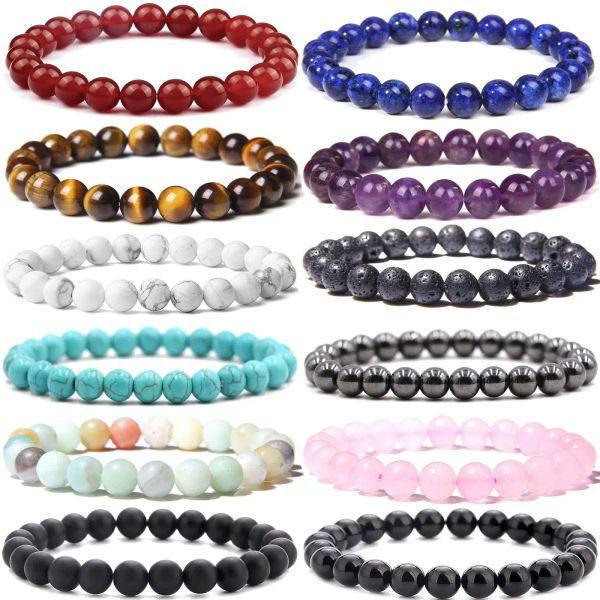 

beaded strands 8mm gemstones bracelets for men women stone bead healing stretch round crystal semiprecious drop deli amajewelry amfgd, Black