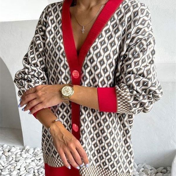 

women's knits tees argyle plaid knitted cardigans spliced single breasted button casual ladies cardigan winter fashion female sweaters, White