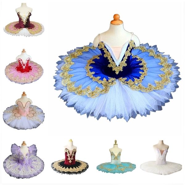 

dancewear white swan lake costumes ballet tutu skirt velvet for ballerina dress professional child kids girls woman 220929, Blue