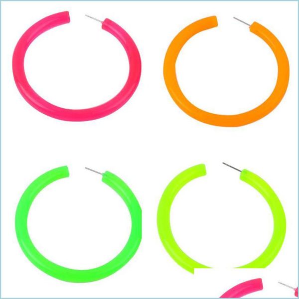 

hoop huggie hoop hie fishsheep 65mm acrylic big earrings for women rock punk fluorescent green yellow large round hoops fashion pa otmxh, Golden;silver