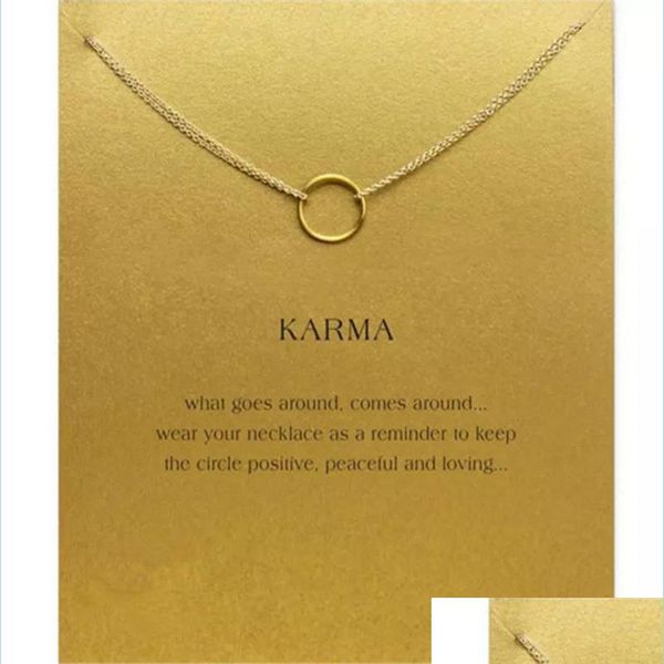 

pendant necklaces lucky choker necklaces with card gold sier circle pendant necklace for fashion women jewelry karma drop delivery 20 dh2ql, Silver