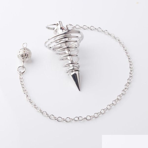 

pendant necklaces sier metal pendum pendant pendo radiestesia pendums for dowsing spiral cone antique pyramid pende reiki jewelry dro dhv1w, Silver