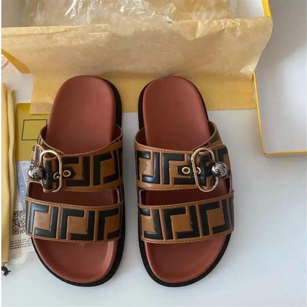 

2022 men and women slippers designer brand sandals fashion women's with box luxury flower printed rivets beach flip fl237e, Black