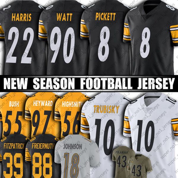 

najee harris football pittsburghs steeleres jersey kenny pickett george pickens alex highsmith t.j. watt cameron heyward pat freiermuth chri, Black;red