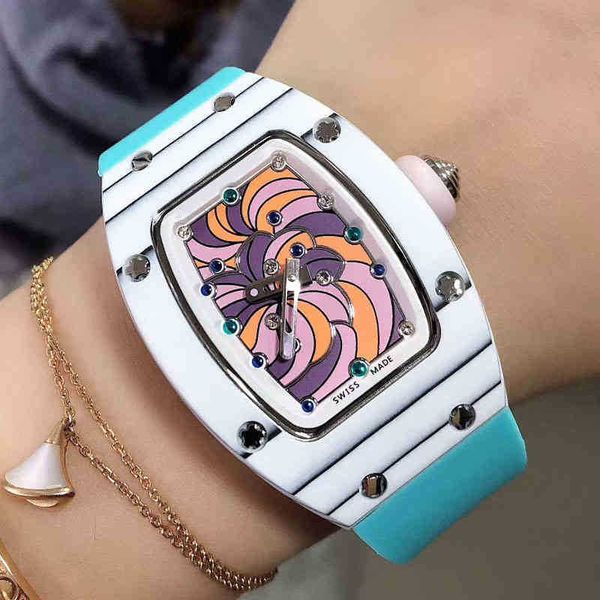 

women's watch designer luxury mechanics watches richa milles wristwatch wine barrel rm07-01 series 2824 automatic mechanical white tape, Slivery;brown