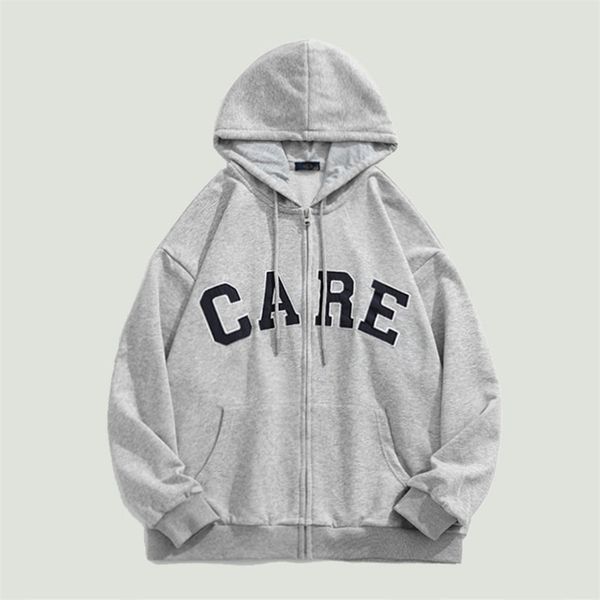 

men's hoodies sweatshirts streetwear hooded mens harajuku letter embroidery oversized hip hop casual solid color zipper cardigan coats, Black