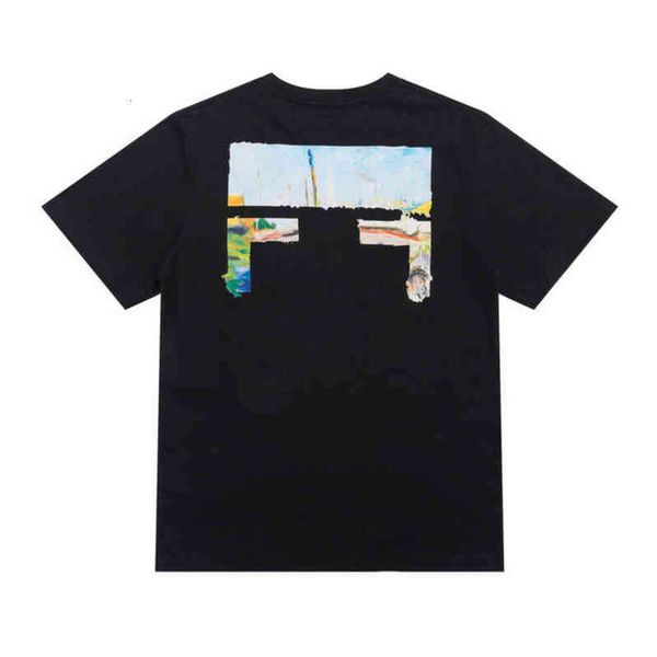 

luxury fashion brand mens classic t shirts offs designer women loose t-shirt tees quality letter arrow oil painting summer, White;black