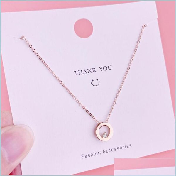 

pendant necklaces zircon hollow circle pendant clavicle chain necklaces simple girls creative short 925 sterling sier necklace rose g dh9ue, Silver