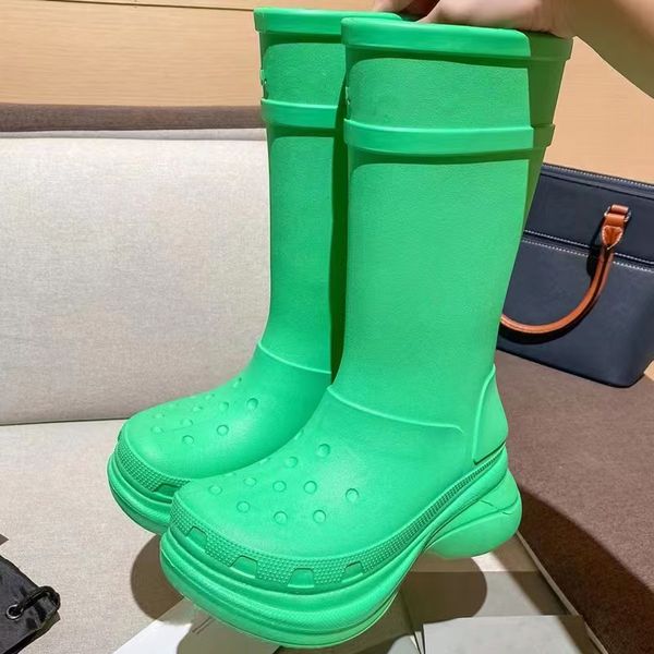 

rubber rain boots sponge cake thick soled shoes women's wear-resistant round toe micro label fashion couple martin waterproof halfboots, Black