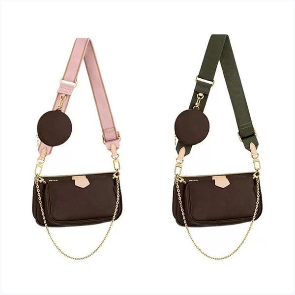 

3a with box date code m44823 luxurys crossbody bag handbag favorite multi accessories wallet 3 pcs bags wallets women designer pu306h, Red;black