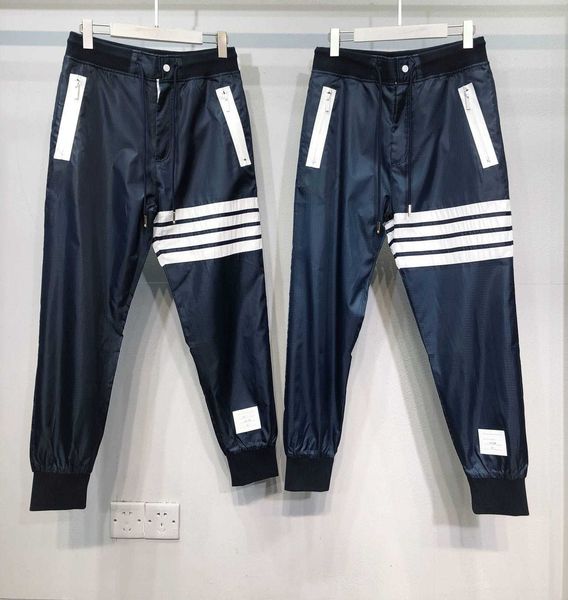 

2022 fashion brand tb sweatpants men spring nylon casual sports trousers panelled tracksuit bottoms jogger track pants, White;black