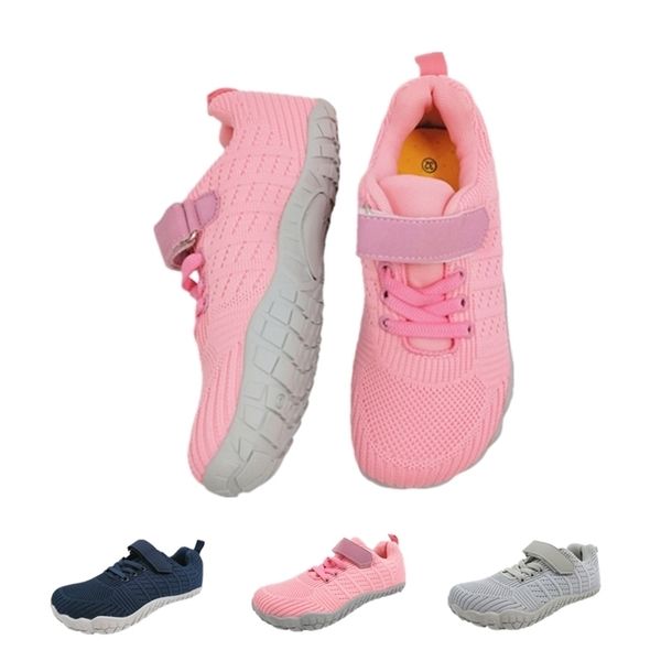 

sneakers zzfaber kids flexible children's barefoot shoes children flat breathable mesh sports for girls boy soft casual 220928, Black;red