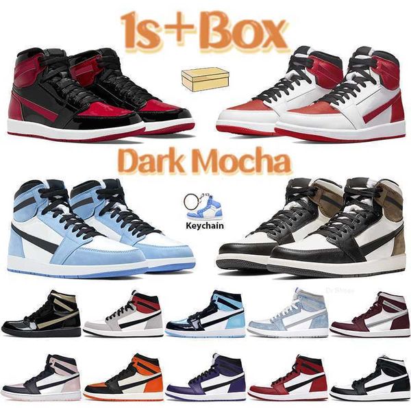 

basketball shoes mens sneakers bred patent light smoke grey high dark mocha hyper royal chicago satin black twist court purple with box 1 1s