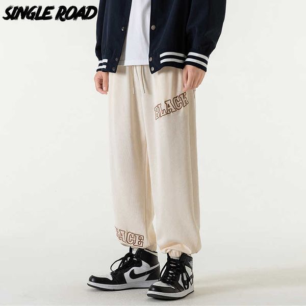 

men's pants single road mens baggy joggers men fashion hip hop oversized sweatpants male streetwear casual sports skateboard harem pant, Black