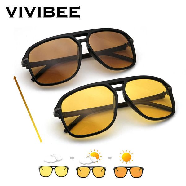 

vivibee men pchromic night vision sunglasses color change transition yellow big sun glasses oversized polarized goggles 0928, White;black