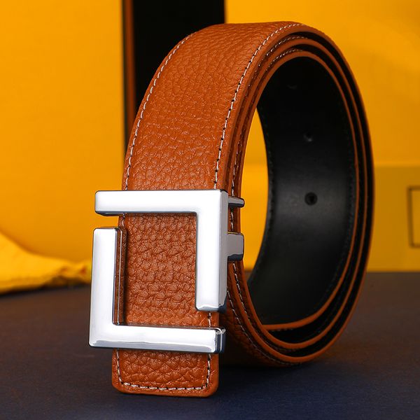 

Designer Belt Luxury Womens Mens Belts Fashion Classical Bronze BiG Smooth Buckle Real Leather Strap 3.8cm 6 Color, Free