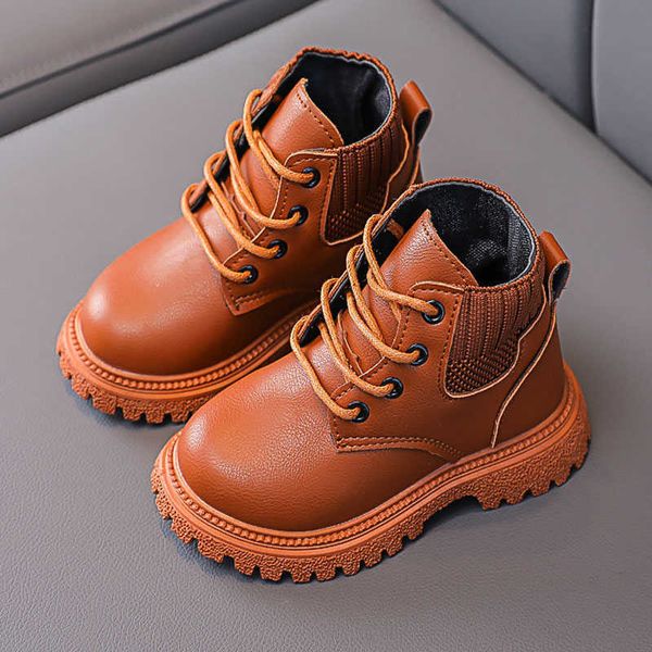

boots kids boys shoes autumn winter leather children fashion toddler girls warm snow t220928, Black;grey