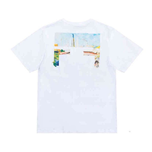 

mens luxury fashion brand classic t shirts offer summer designer women loose tees quality t-shirt letters arrow oil painting, White;black