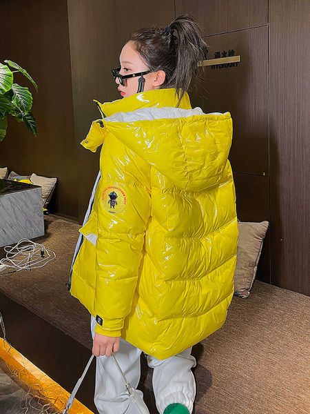 

women's down parkas korean fashion winter short jacket women waterproof shiny candy-colored white duck down coat female loose hooded pa, Black