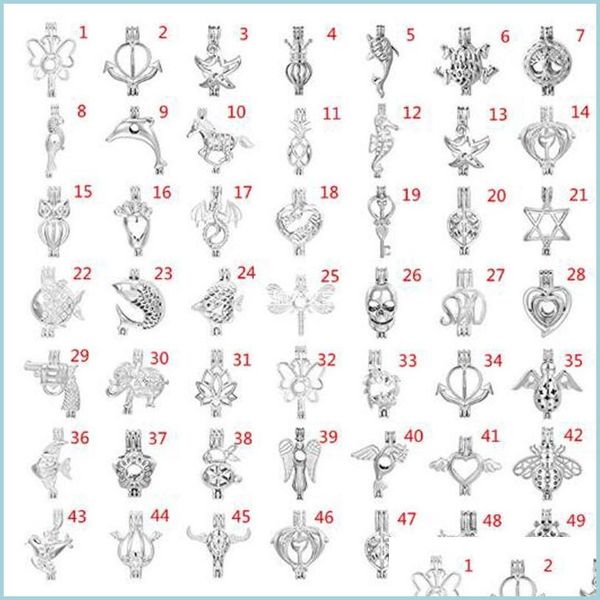 

jewelry settings pearl necklace settings 49 styles sliver plated beads locket cages pendants 3x2.5mm diy charm jewelry drop delivery 2 dhjpg, Slivery;crystal