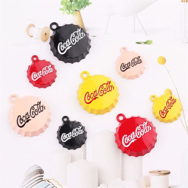 

30pcs cola drink bottle enamel cap charms drop oil alloy pendants beverage floating diy earring bracelet jewelry accessory216x, Bronze;silver