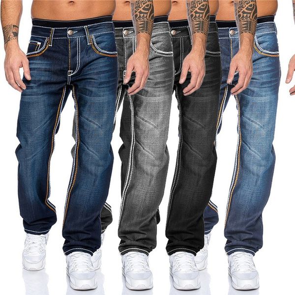 

men's jeans straight jeans men high waist jean spring mens clothing boyfriend jeans streetwear cacual designer loose denim pants trouse, Blue