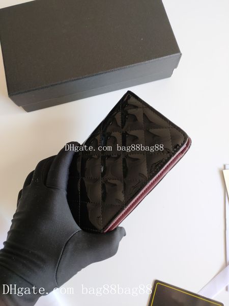 

31509 design luxury wallet genuine letter brand play cc chain clutch lambskin diamond pattern pouch women's le boy long wallet caviar p, Red;black