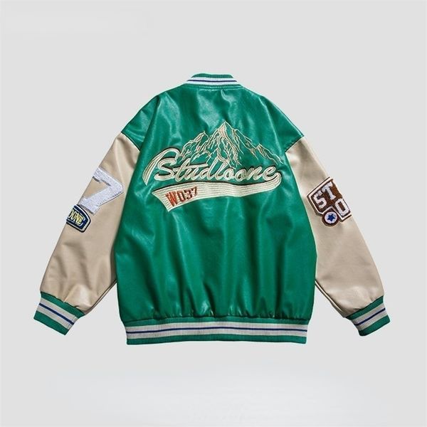 

mens jackets american 90s retro leather bomber jacket men autumn casual trend motorcycle jacket korean baseball uniform leather jacket 22092, Black;brown