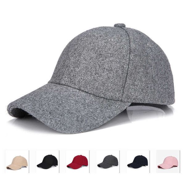 

ball autumn winter wool felt baseball caps solid color casquette chapeau trilby trucker hat for men women 0929, Blue;gray