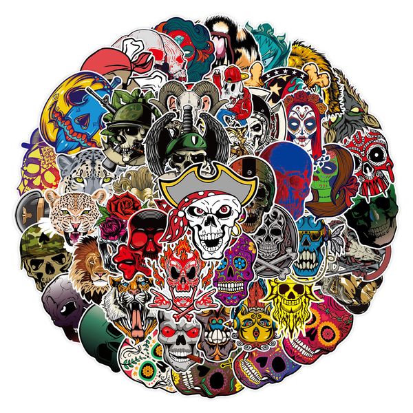 

50pcs halloween punk skeleton stickers skate accessories vinyl waterproof sticker for skateboard lapluggage phone case car decals party deco