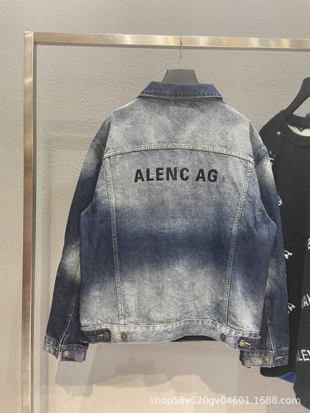 

xs8k high version b home back embroidered letters denim jacket ins paris black embroidered loose couple, Black;brown