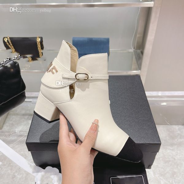 

winter designer ankle boots leather booties women fashion luxury heel boot channel woman dfgxc, Black