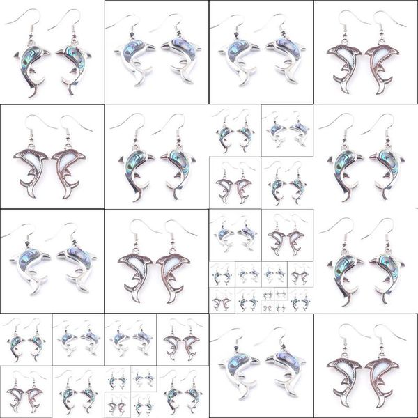

dangle chandelier wojiaer natural abalone shell pearl gem stones dangle earrings dolphins animal beads drop earring for women weddin ot9tb, Silver